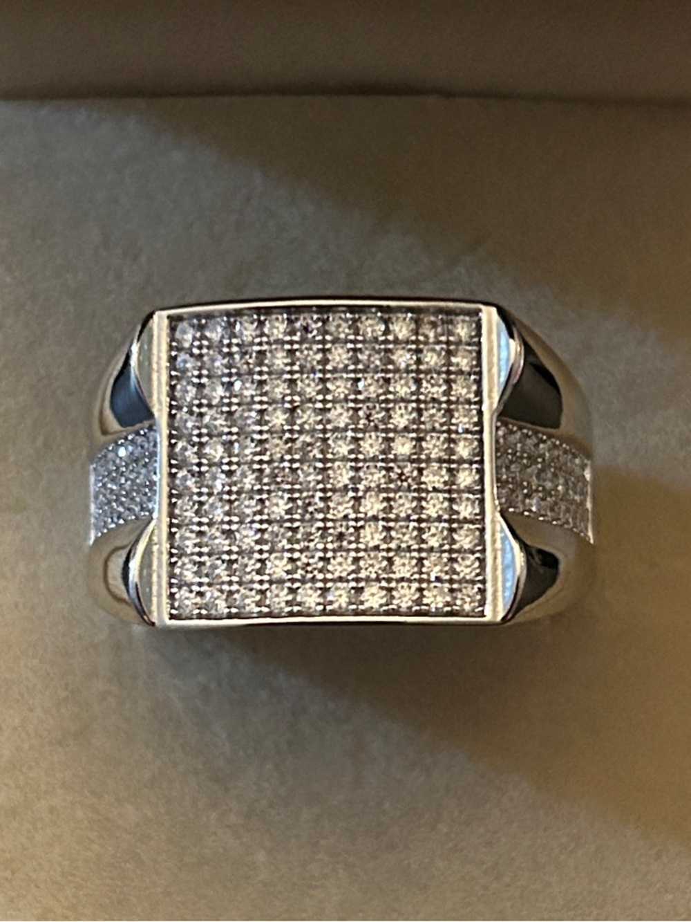4.00CTW 💎 Moissanite 925 Sterling Silver Men's Pavé Square Signet Ring